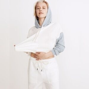 NWT Madewell MWL SkyTerry Pullover Hoodie Sweatshirt in Colorblock Sz XS